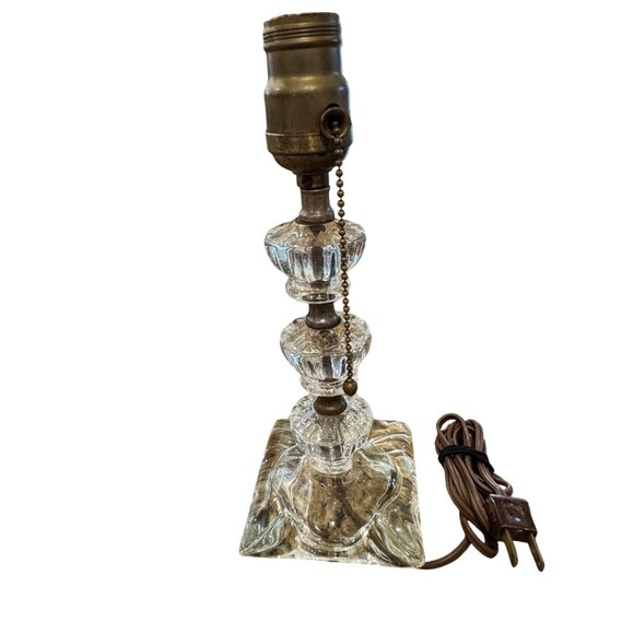 Crystal Door Knob Ashtray Brass Table Lamp Vintage Pull Chain 10.5” Cottagecore - Picture 2 of 16